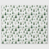  Waterverf Pine Green Tree Christmas Cadeaupapier (Vlak)