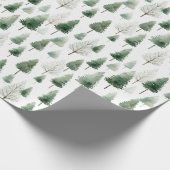  Waterverf Pine Green Tree Christmas Cadeaupapier (Hoek)