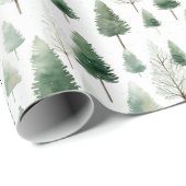  Waterverf Pine Green Tree Christmas Cadeaupapier (Rol Hoek)