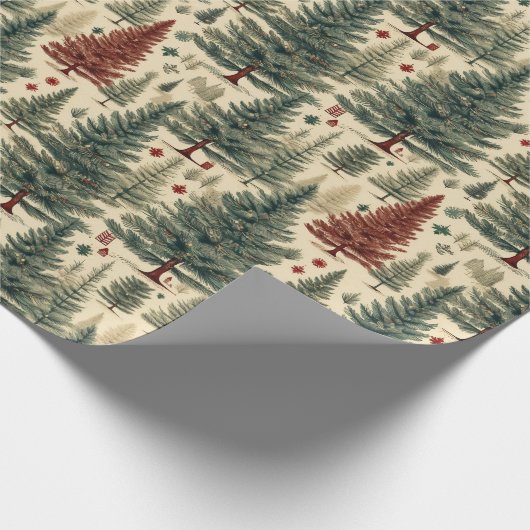 Waterverf Pine Green Tree Christmas Cadeaupapier (Hoek)