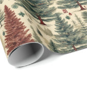  Waterverf Pine Green Tree Christmas Cadeaupapier (Rol Hoek)