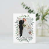 Waterverf Pine Greenery Love and Bedankt Wedding Briefkaart (Staand voorkant)