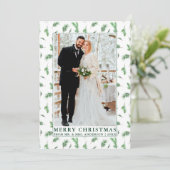 Waterverf Pine Greenery Pas getrouwd Kerstmis Feestdagenkaart (Staand voorkant)