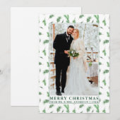 Waterverf Pine Greenery Pas getrouwd Kerstmis Feestdagenkaart (Voorkant / Achterkant)