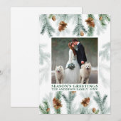 Waterverf Pine Greenery Season Groetings Green Feestdagenkaart (Voorkant / Achterkant)