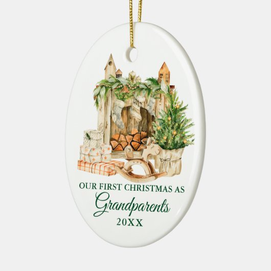 Waterverf Pine Grootouders Eerste Kerstmis Keramisch Ornament (Links)