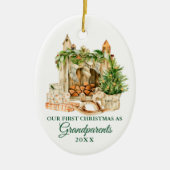 Waterverf Pine Grootouders Eerste Kerstmis Keramisch Ornament (Voorkant)