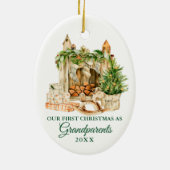 Waterverf Pine Grootouders Eerste Kerstmis Keramisch Ornament (Achterkant)