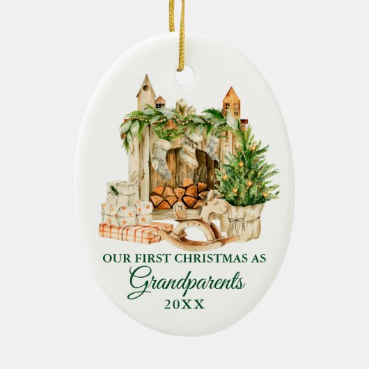 Waterverf Pine Grootouders Eerste Kerstmis Keramisch Ornament (Achterkant)