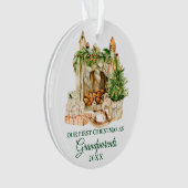 Waterverf Pine Grootouders Eerste Kerstmis Ornament (voorkant)
