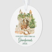 Waterverf Pine Grootouders Eerste Kerstmis Ornament (voorkant)