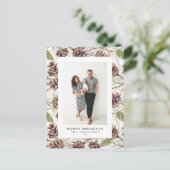 Waterverf Pine Kegels Foto Kerst Feestdagenkaart (Staand voorkant)