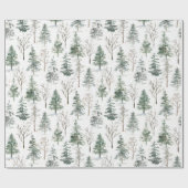 Waterverf Pine Kerstbomen Vakantie Cadeaupapier (Vlak)