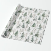 Waterverf Pine Kerstbomen Vakantie Cadeaupapier (Uitgerold)
