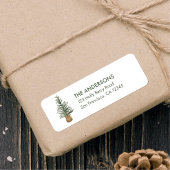 Waterverf Pine-kerstboom Eenvoudige feestdag labo Etiket