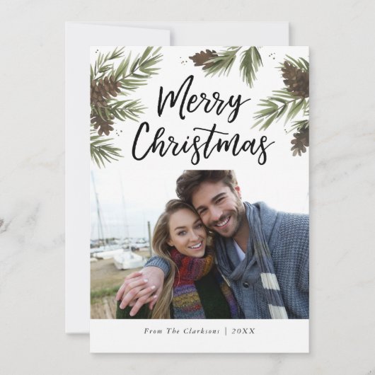 Waterverf Pine Kerstkaart (Voorkant)