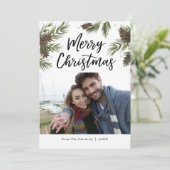 Waterverf Pine Kerstkaart (Staand voorkant)