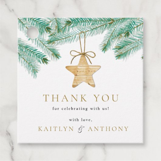 Waterverf Pine koopt kerstbruiloft Bedankjes Labels (Voorkant)