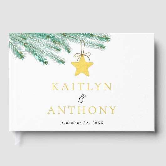 Waterverf Pine koopt kerstbruiloft Gastenboek (Voorkant)