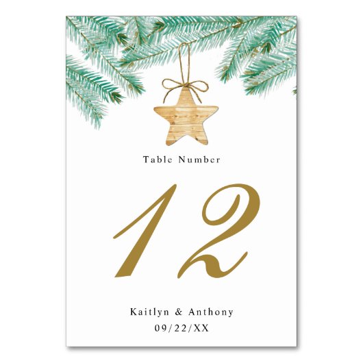 Waterverf Pine koopt kerstbruiloft Kaart (Achterkant)