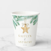 Waterverf Pine koopt kerstbruiloft Papieren Bekers (Voorkant)