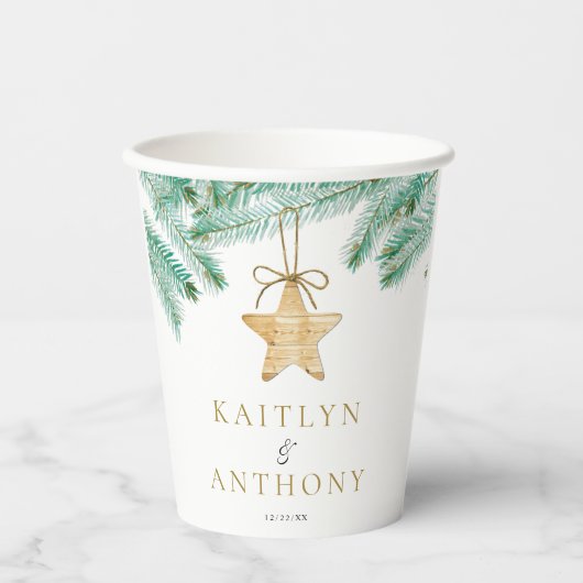 Waterverf Pine koopt kerstbruiloft Papieren Bekers (Voorkant)