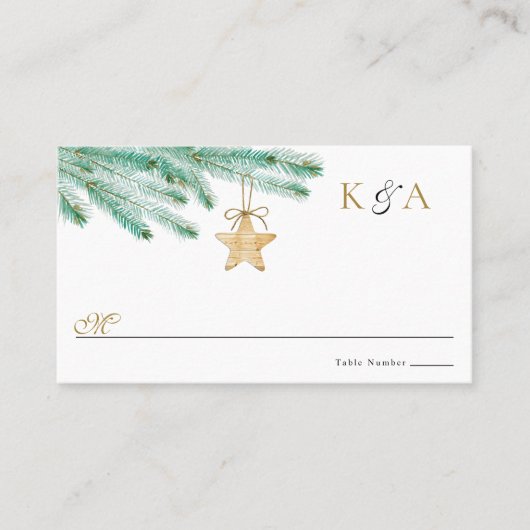 Waterverf Pine koopt kerstbruiloft Plaatskaartje (Voorkant)