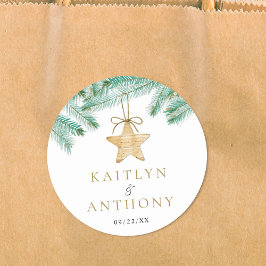 Waterverf Pine koopt kerstbruiloft Ronde Sticker