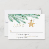 Waterverf Pine koopt kerstbruiloft RSVP Kaartje (Voorkant)