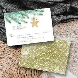 Waterverf Pine koopt kerstbruiloft RSVP Kaartje