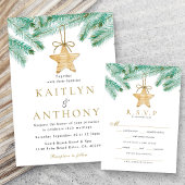Waterverf Pine koopt kerstbruiloft RSVP Kaartje