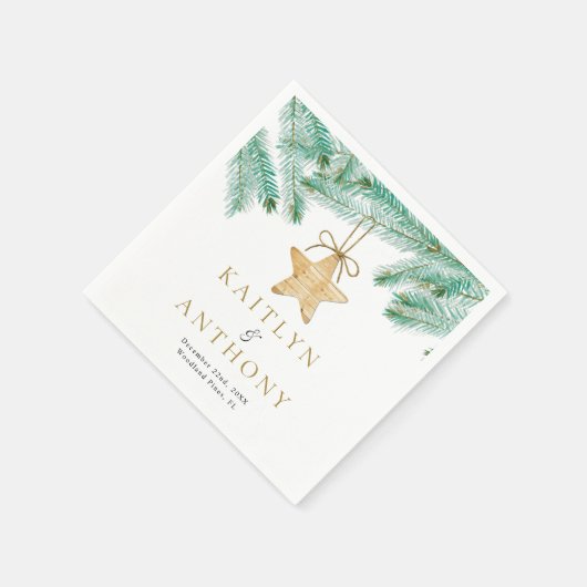 Waterverf Pine koopt kerstbruiloft Servet (Hoek)