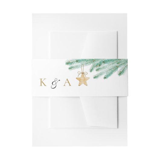 Waterverf Pine koopt kerstbruiloft Uitnodigingen Wikkel (Voorkant Voorbeeld)