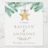 Waterverf Pine koopt kerstbruiloft Wijn Etiket (Enkel label)