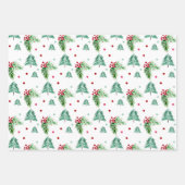 Waterverf Pine Krans en Rode Bessen Inpakpapier Vel (Voorkant 2)