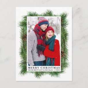 Waterverf Pine Lijst Couple Photo Holiday Briefkaart