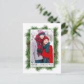 Waterverf Pine Lijst Couple Photo Holiday Briefkaart (Staand voorkant)