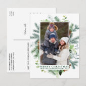 Waterverf Pine Lijst Familie kerstgroen Briefkaart (Voorkant / Achterkant)