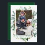 Waterverf Pine Lijst Green Seizoensgroeten Feestdagenkaart<br><div class="desc">Modern Elegant Waterverf Green Pine Lijst en Pine Cones Season's Greetings Photo Holiday Kaart</div>