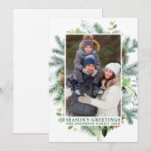 Waterverf Pine Lijst Groetings Green Feestdagenkaart (Voorkant / Achterkant)