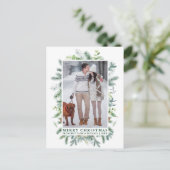 Waterverf Pine Lijst met kerstgroen Briefkaart (Staand voorkant)