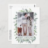 Waterverf Pine Lijst met kerstgroen Briefkaart (Voorkant / Achterkant)