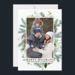 Waterverf Pine Lijst Prettige feestdagen Feestdagenkaart<br><div class="desc">Moderne groene Waterverf Lijst met ruggengraat en pinnen Prettige feestdagen fotovakantiekaart</div>