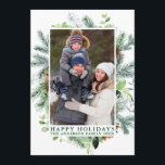 Waterverf Pine Lijst Prettige feestdagen Groen Feestdagenkaart<br><div class="desc">Moderne groene Waterverf Lijst met ruggengraat en pinnen Prettige feestdagen fotovakantiekaart</div>