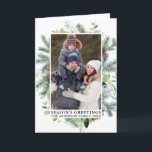 Waterverf Pine Lijst Seizoensgroeten gevouwen Feestdagen Kaart<br><div class="desc">Modern Elegant Waterverf Green Pine Lijst en Pine Cones Season's Greetings Photo Holiday Kaart</div>