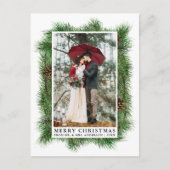 Waterverf Pine Lijst Weddenschap Foto Briefkaart (Voorkant)