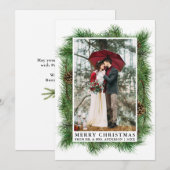 Waterverf Pine Lijst Wedding Foto Feestdagenkaart (Voorkant / Achterkant)