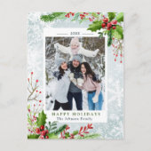 Waterverf Pine Mistletoe Kerstmis PHOTO Holiday Briefkaart (Voorkant)