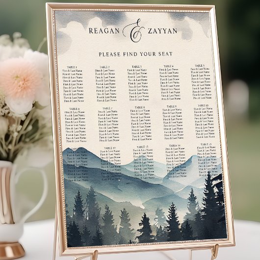 Waterverf Pine Mountain bruiloft zitgrafiek Poster