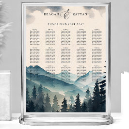 Waterverf Pine Mountain bruiloft zitgrafiek Poster